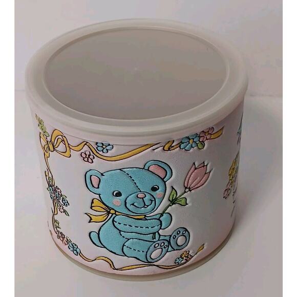 Vintage Faux Leather Storage Can Baby Room Decor Container Teddy Blocks Lid - Picture 5 of 10